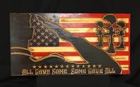 Handmade Wood Carved Veteran Flag 202//125